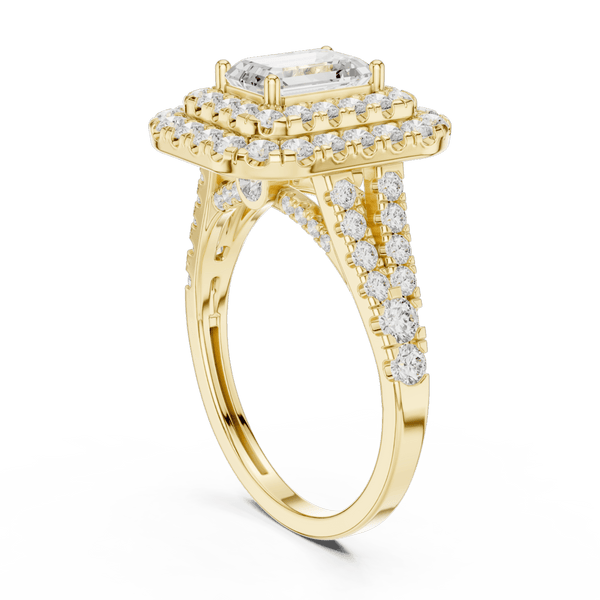 The Celeste — 2.30 CTW Emerald-Cut Lab-Grown Diamond Double Halo Ring
