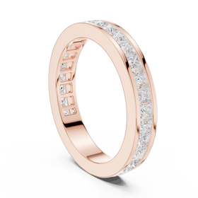 The Aura princess diamond wedding band in rose gold, view 1