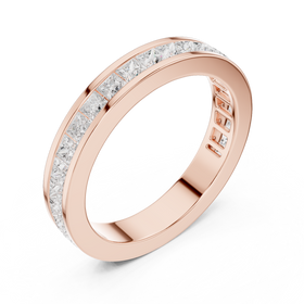 The Aura princess diamond wedding band in rose gold, view 2