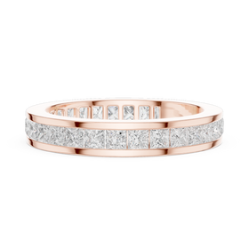 The Aura princess diamond wedding band in rose gold, view 3