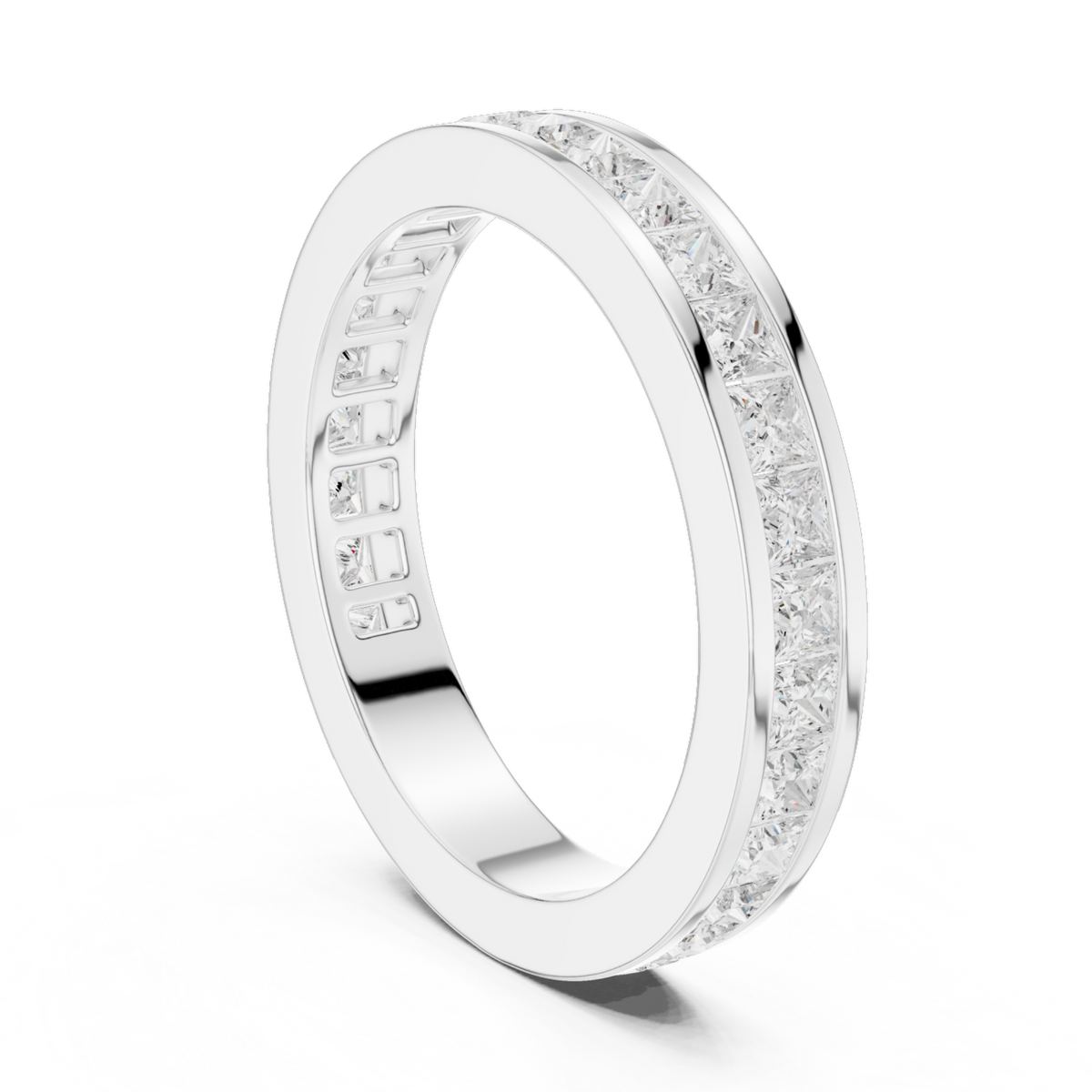 The Aura princess diamond wedding band in white gold, view 1