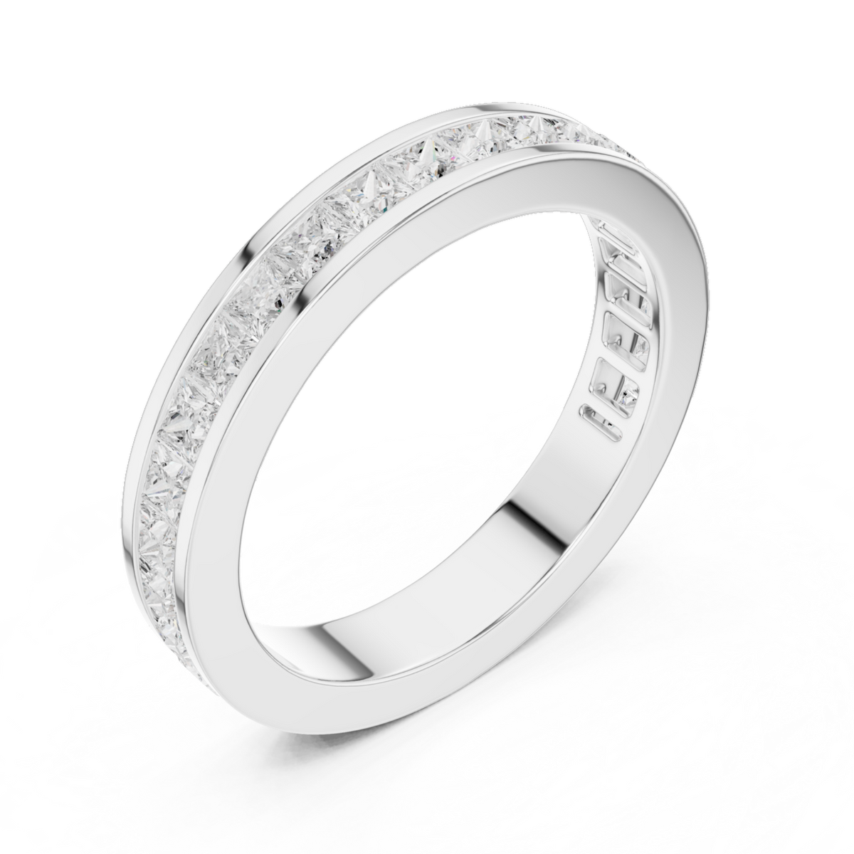 The Aura princess diamond wedding band in white gold, view 2