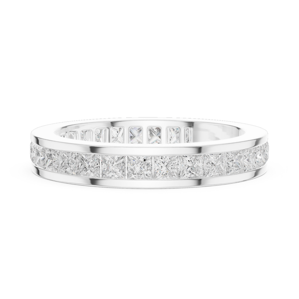 The Aura princess diamond wedding band in white gold, view 3