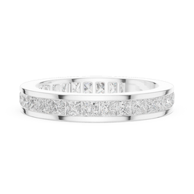 The Aura princess diamond wedding band in white gold, view 3