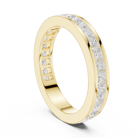 The Aura princess diamond wedding band in yellow gold, view 1