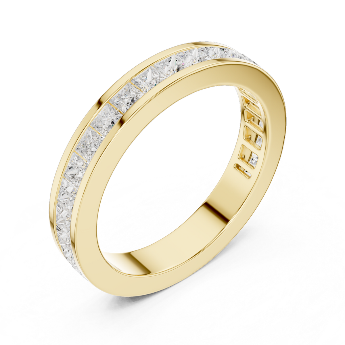 The Aura princess diamond wedding band in yellow gold, view 3
