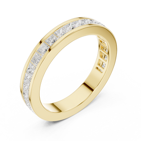 The Aura princess diamond wedding band in yellow gold, view 3