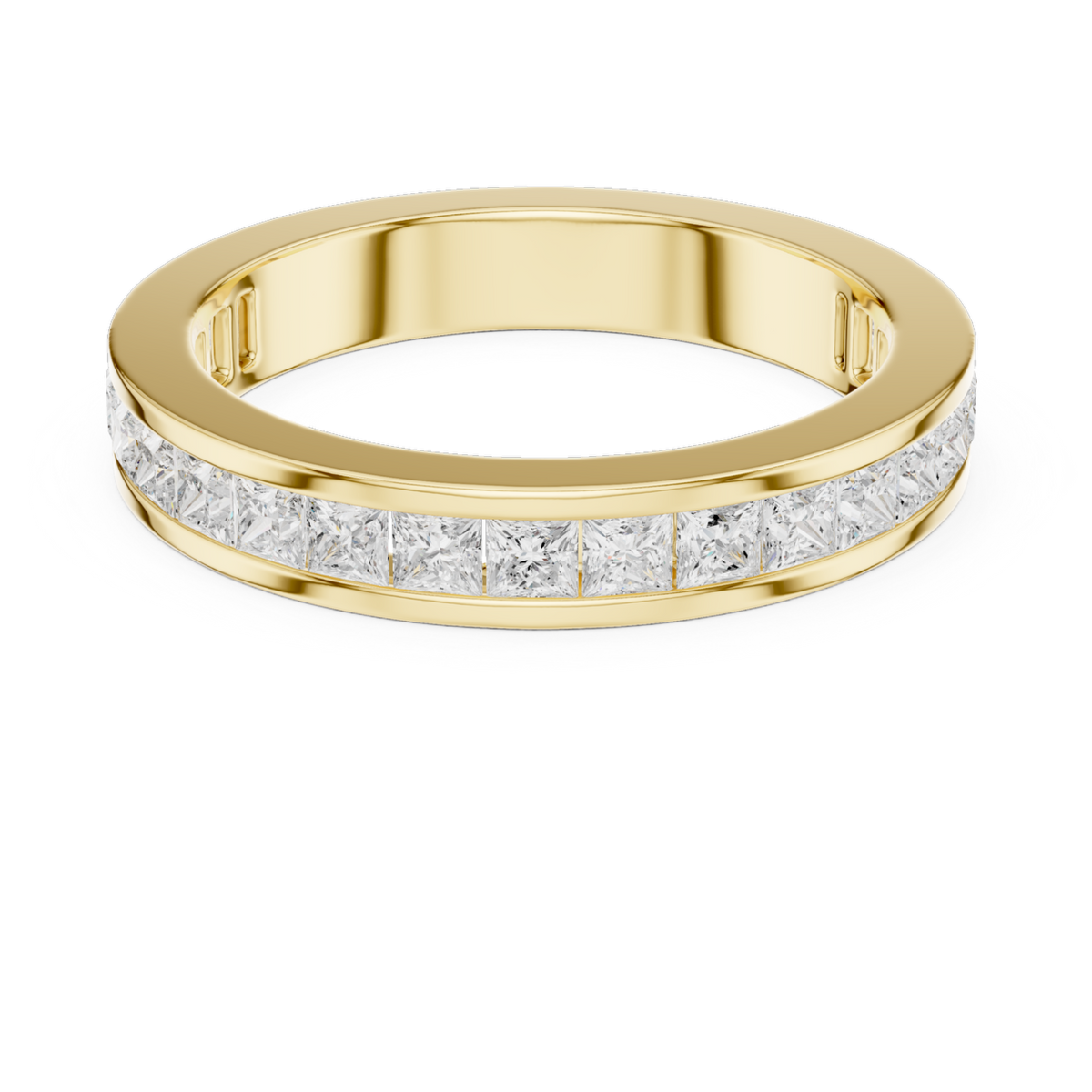 The Aura princess diamond wedding band in yellow gold, view 2