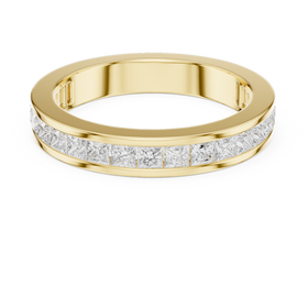 The Aura princess diamond wedding band in yellow gold, view 2