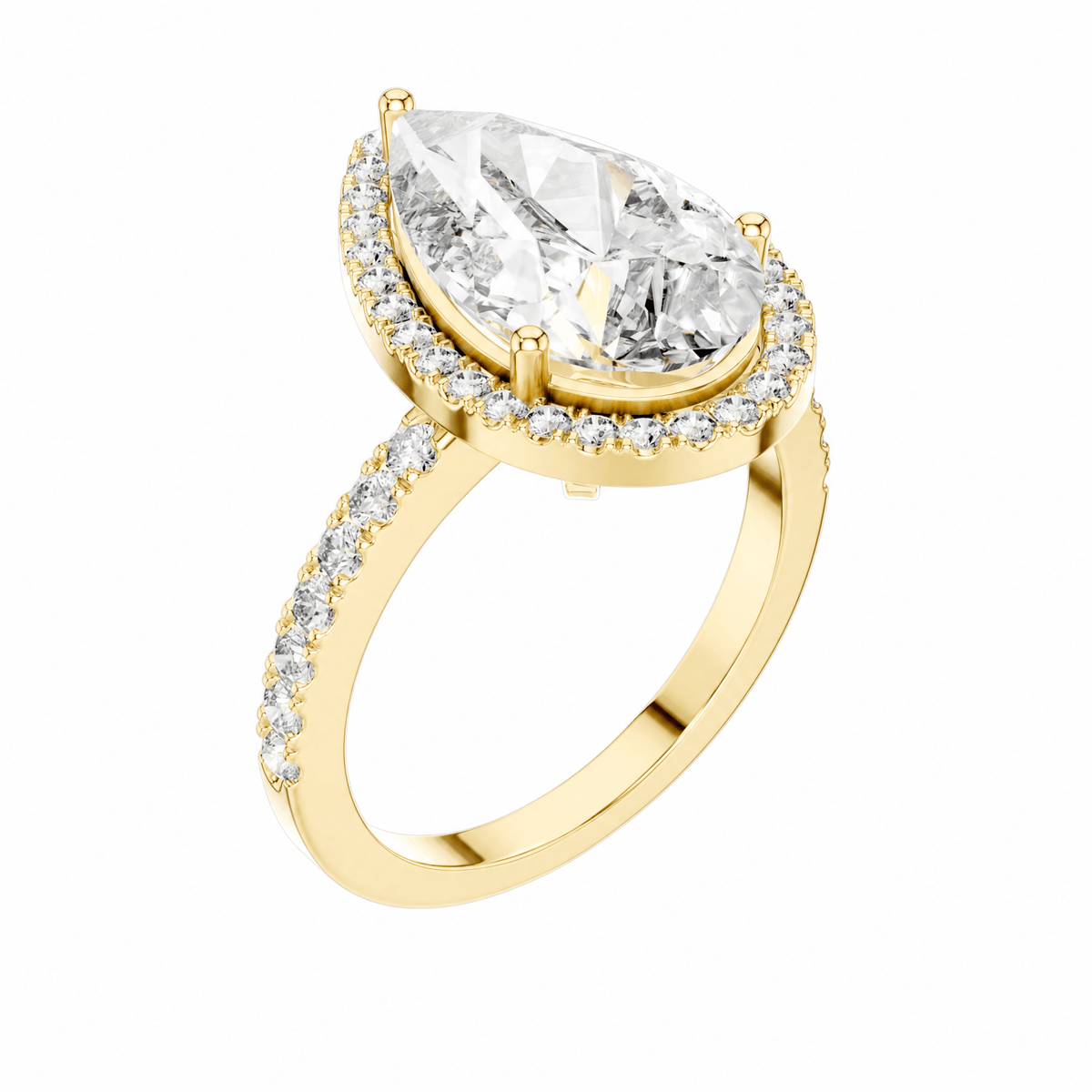The Anna — 4.47 CTW Pear-Cut Diamond Halo Ring - Lamor&Co