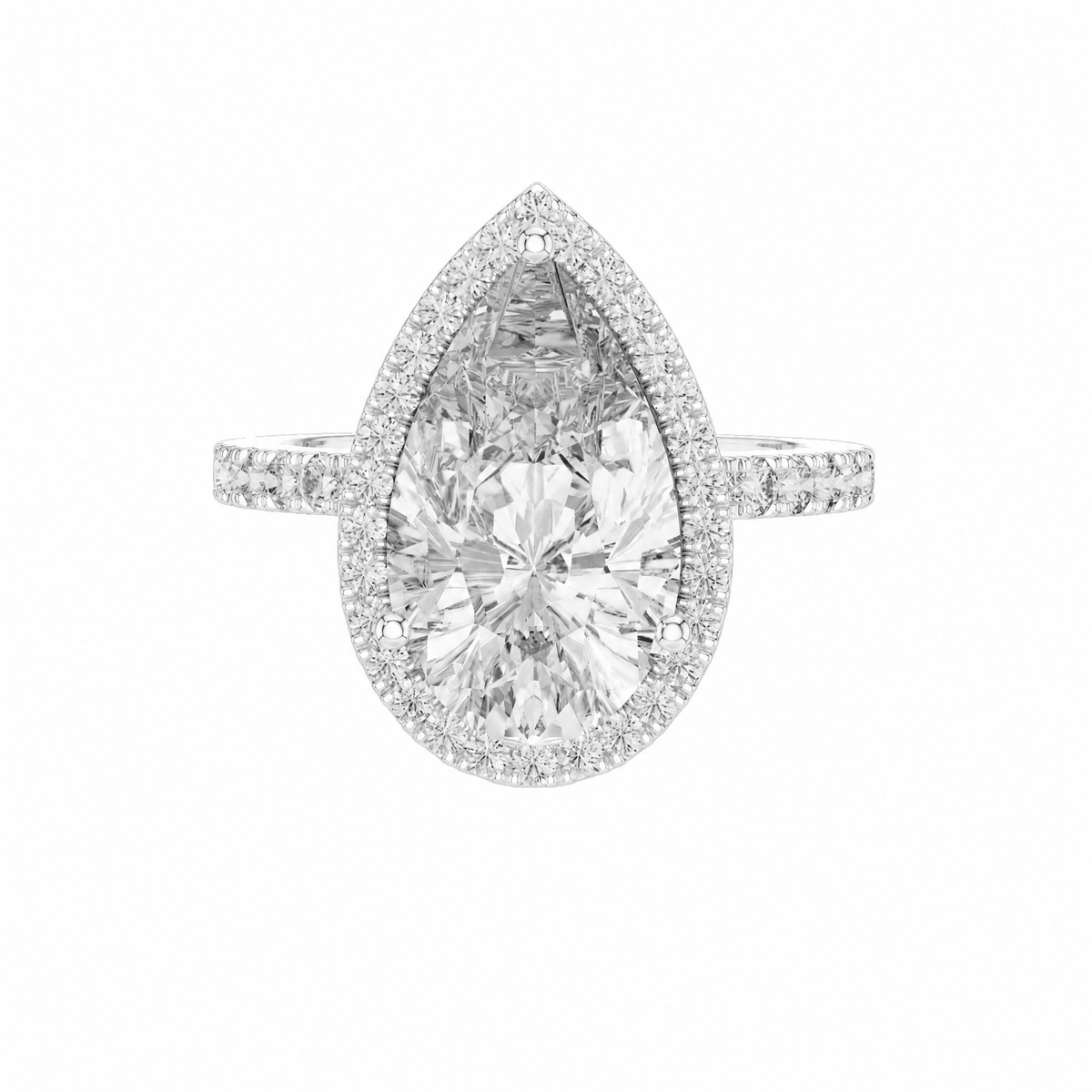 The Anna — 4.47 CTW Pear-Cut Diamond Halo Ring - Lamor&Co