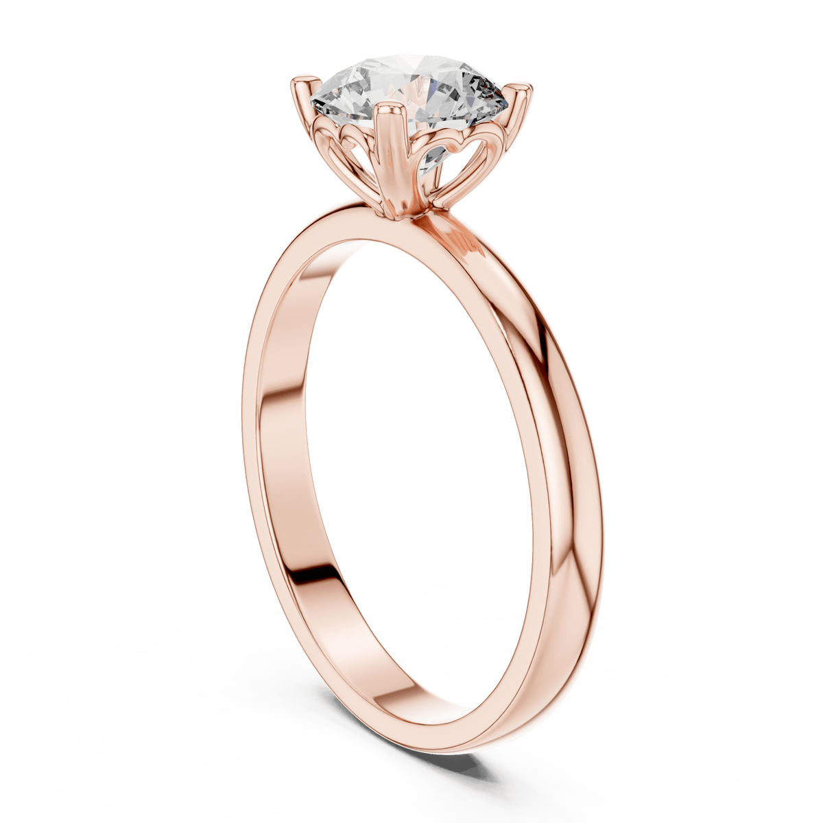 The Cecilia rose gold lab grown diamond solitaire ring side view