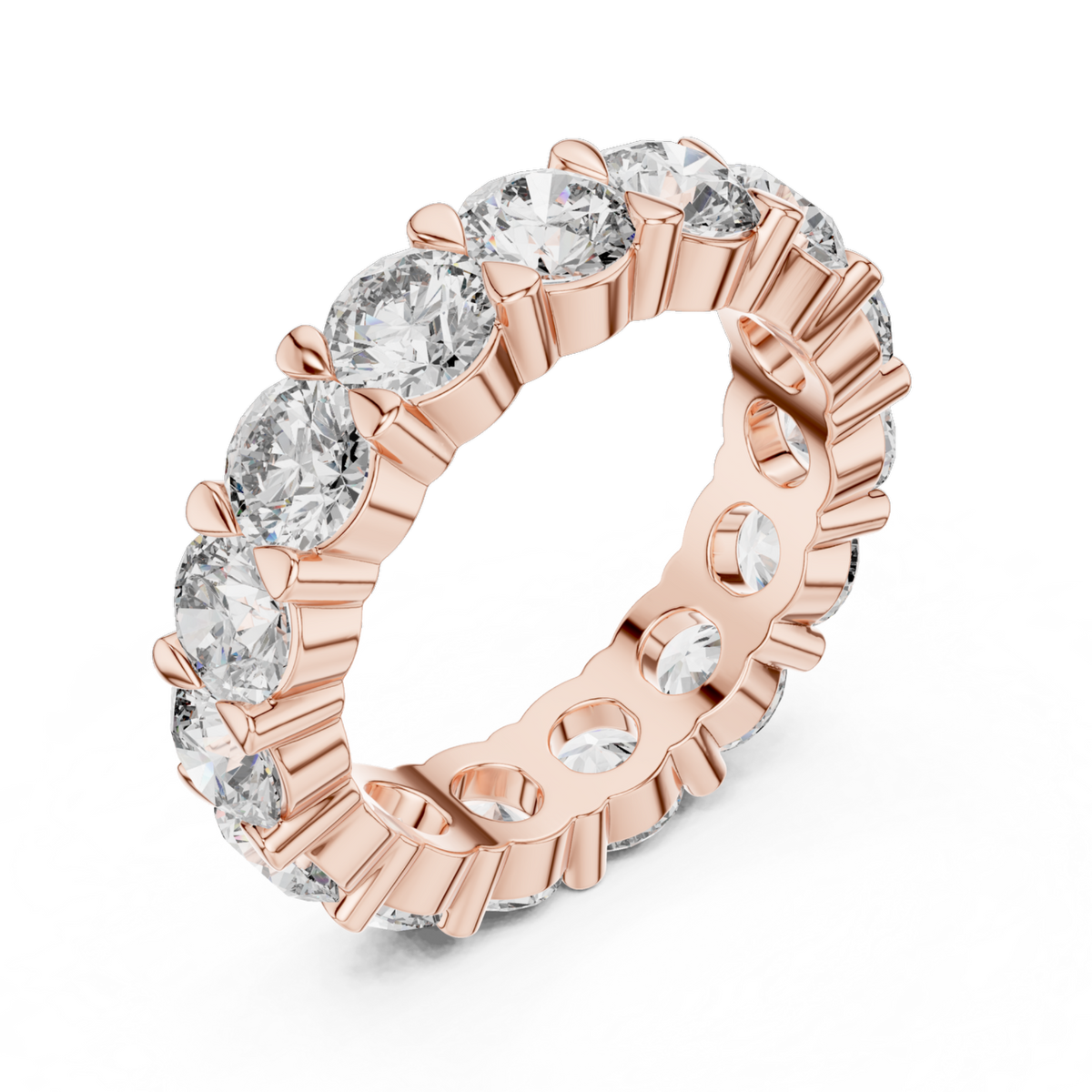 The Stella round lab-grown diamond eternity wedding band in rose gold, view 2