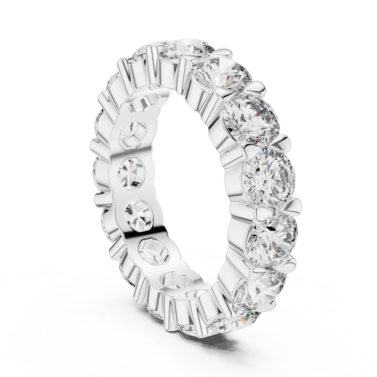 The Stella round lab-grown diamond eternity wedding band in white gold, view 1