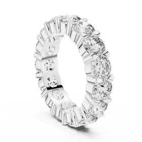 The Stella round lab-grown diamond eternity wedding band in white gold, view 1