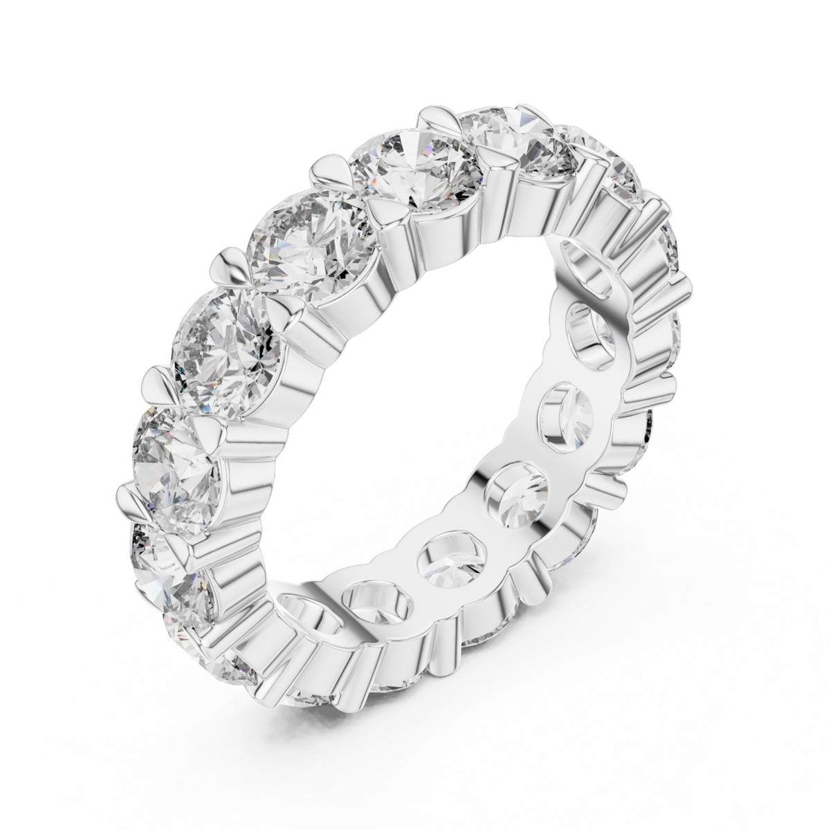 The Stella round lab-grown diamond eternity wedding band in white gold, view 2