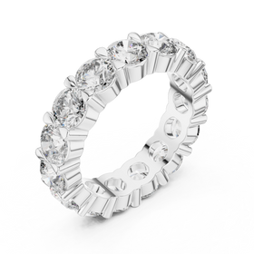 The Stella round lab-grown diamond eternity wedding band in white gold, view 2