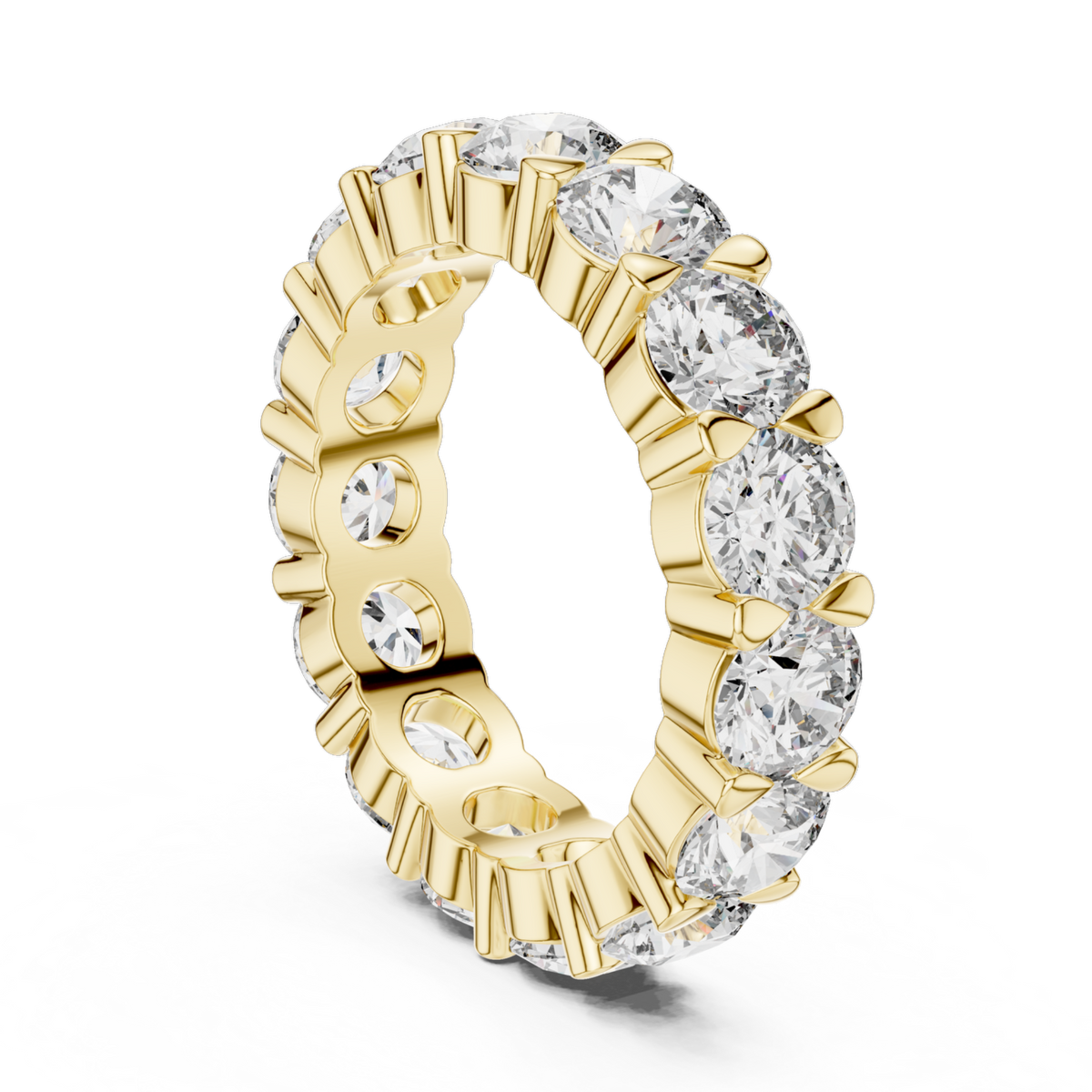 The Stella round lab-grown diamond eternity wedding band in yellow gold, view 1