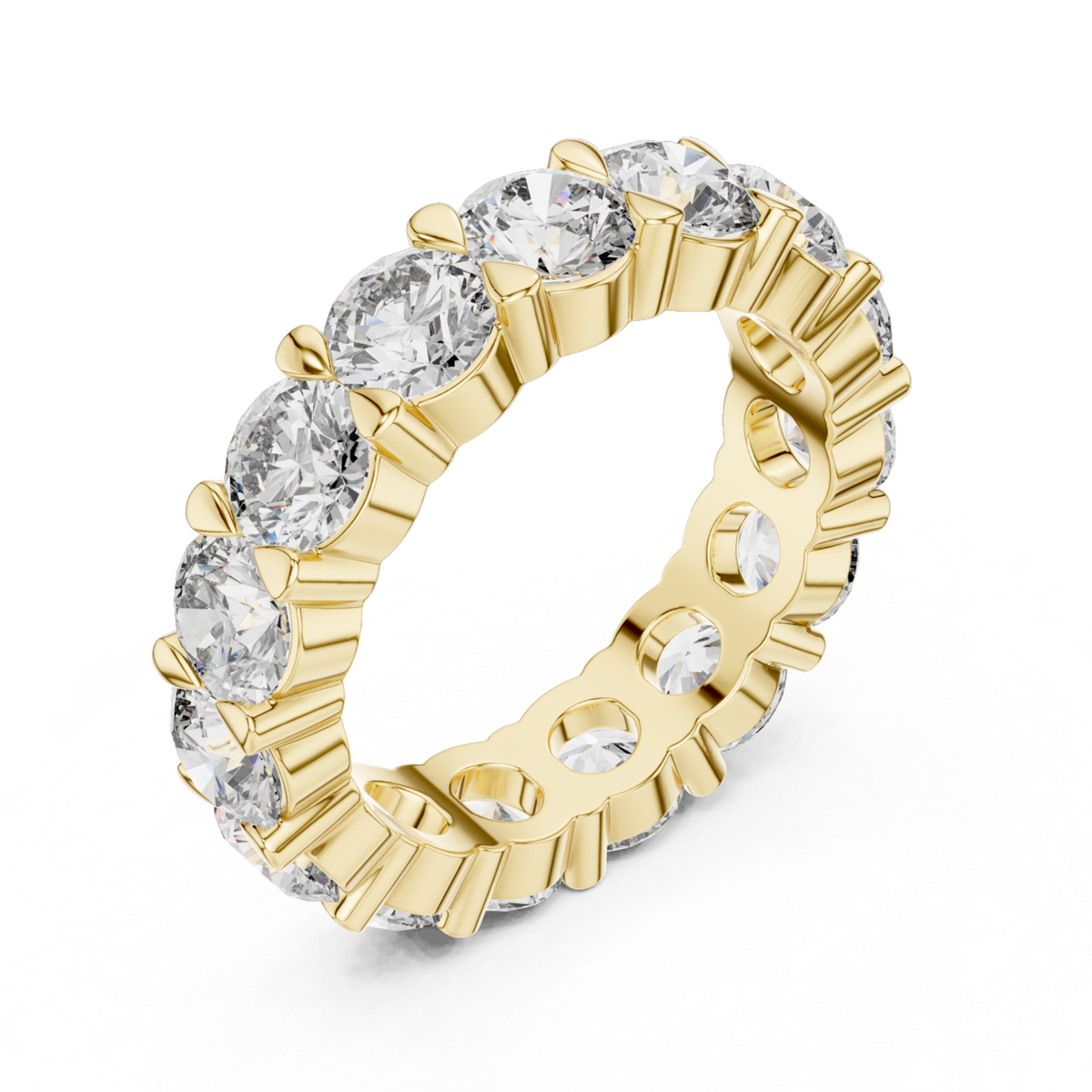 The Stella round lab-grown diamond eternity wedding band in yellow gold, view 2