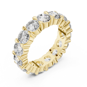 The Stella round lab-grown diamond eternity wedding band in yellow gold, view 2
