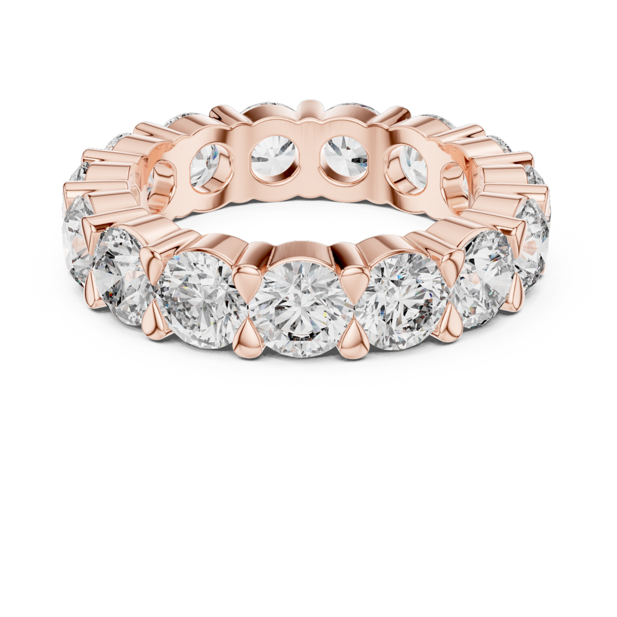 The Stella round lab-grown diamond eternity wedding band in rose gold, view 3