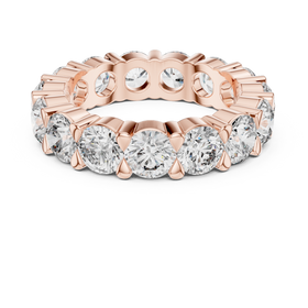 The Stella round lab-grown diamond eternity wedding band in rose gold, view 3