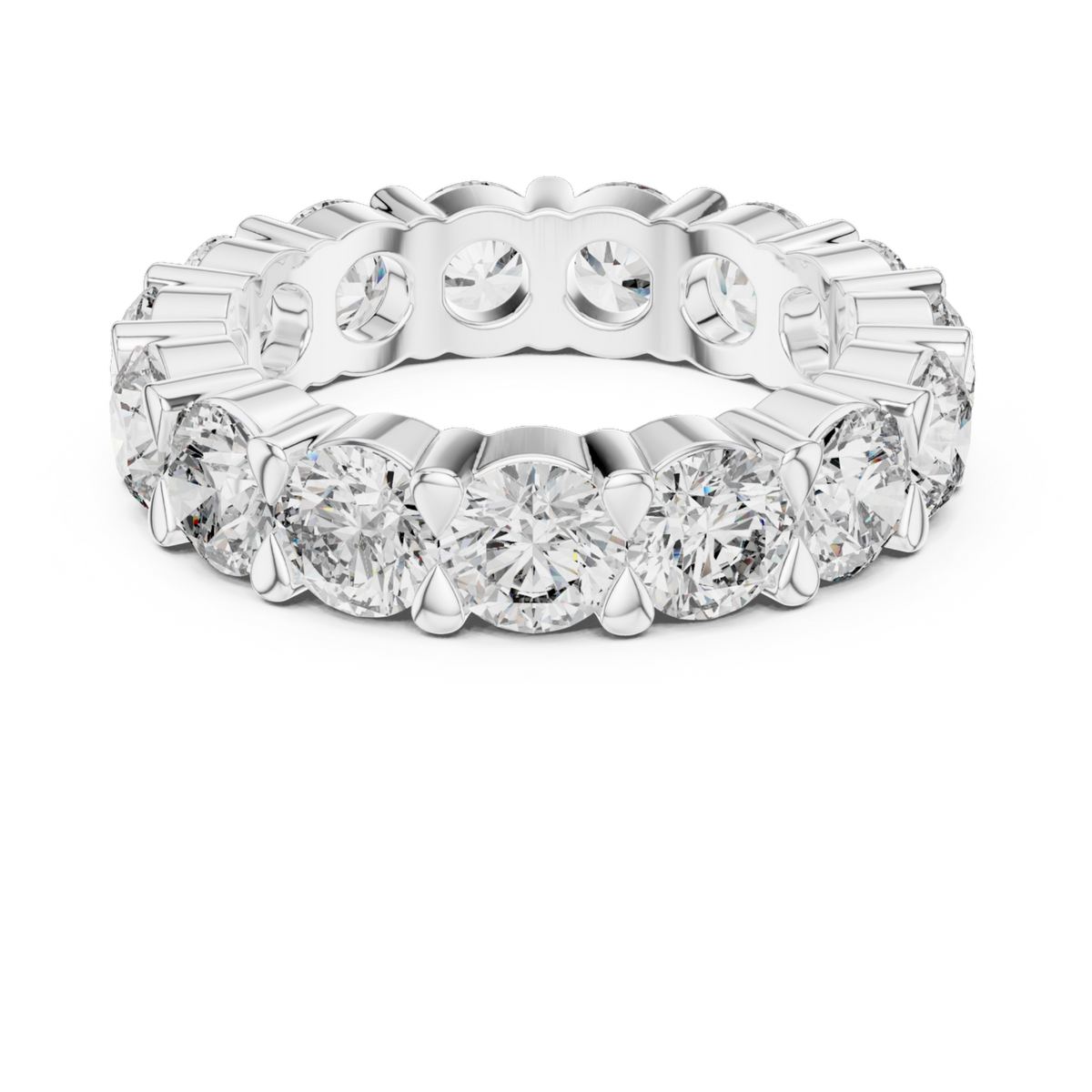 The Stella round lab-grown diamond eternity wedding band in white gold, view 3