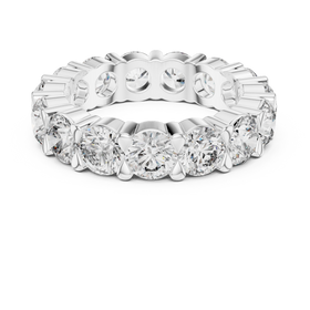 The Stella round lab-grown diamond eternity wedding band in white gold, view 3