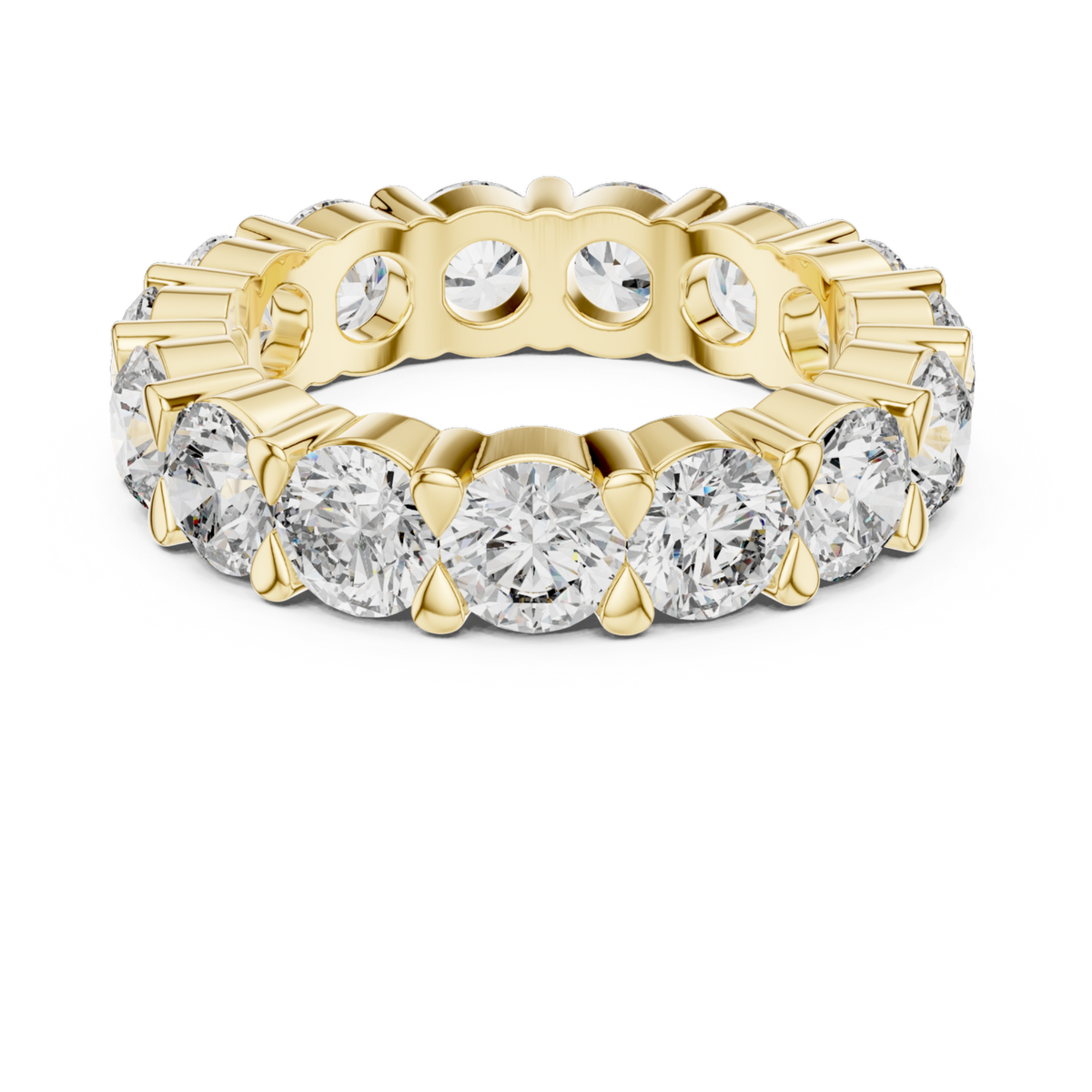 The Stella round lab-grown diamond eternity wedding band in yellow gold, view 3