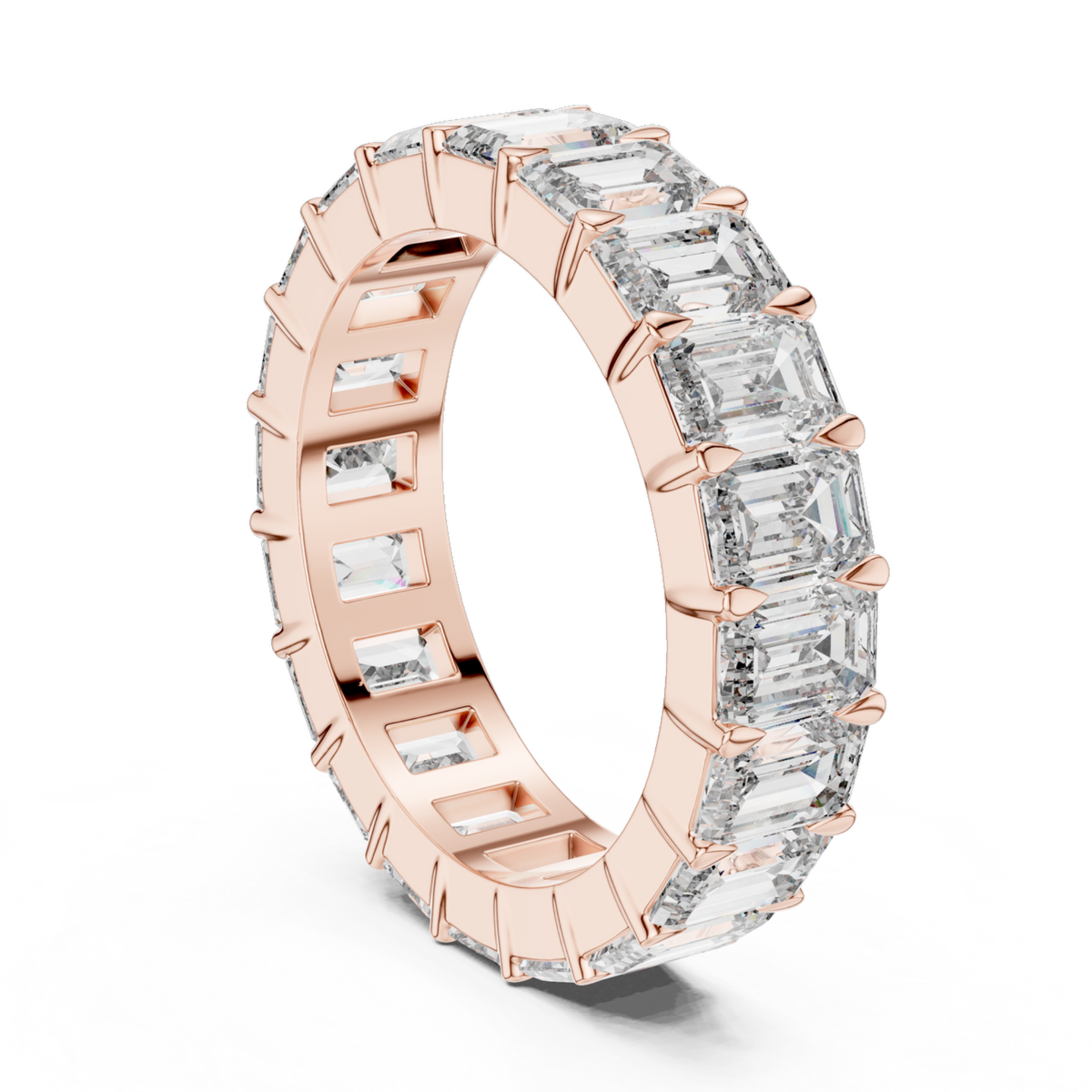 The Luna emerald-cut lab-grown diamond eternity band in rose gold