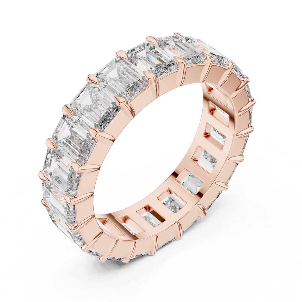 The Luna emerald-cut lab-grown diamond eternity band in rose gold