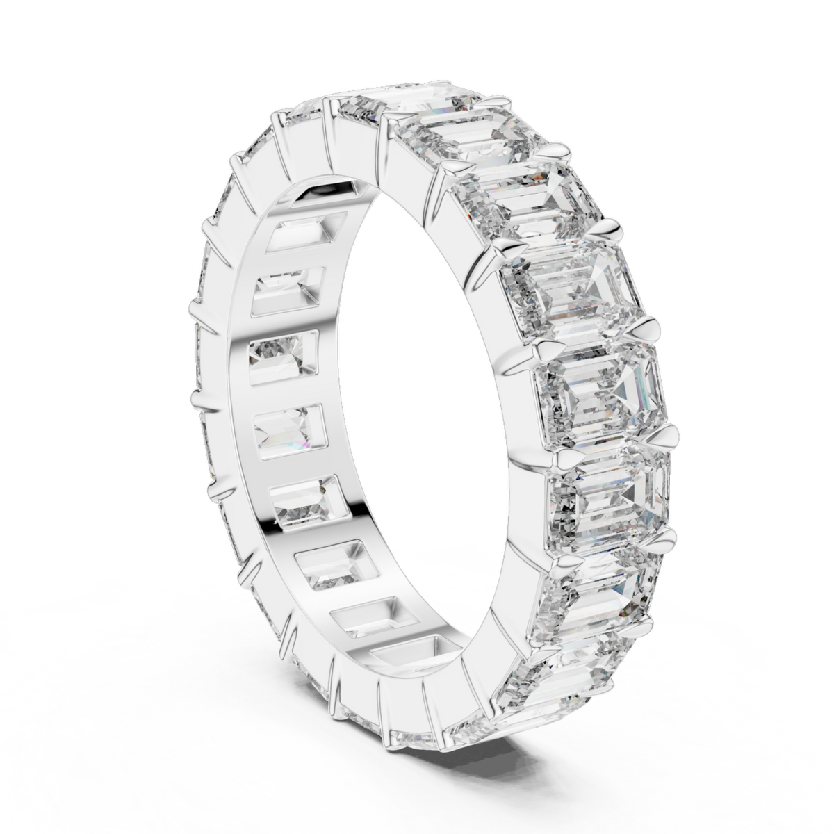 The Luna emerald-cut lab-grown diamond eternity band in white gold