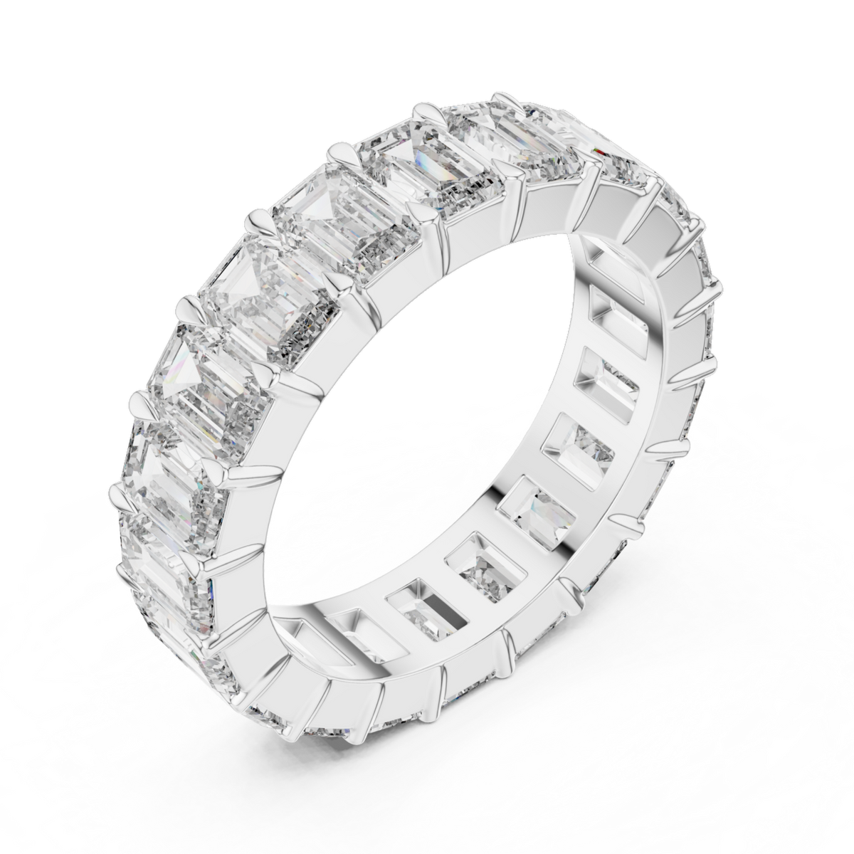 The Luna emerald-cut lab-grown diamond eternity band in white gold