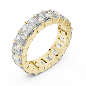 The Luna emerald-cut lab-grown diamond eternity band in yellow gold