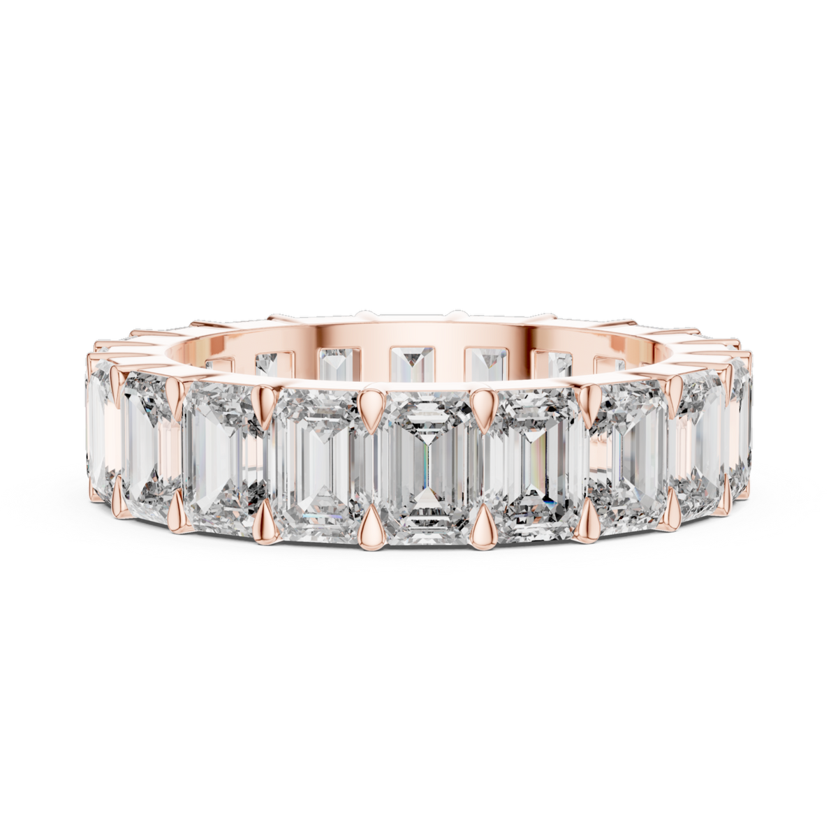 The Luna emerald-cut lab-grown diamond eternity band in rose gold