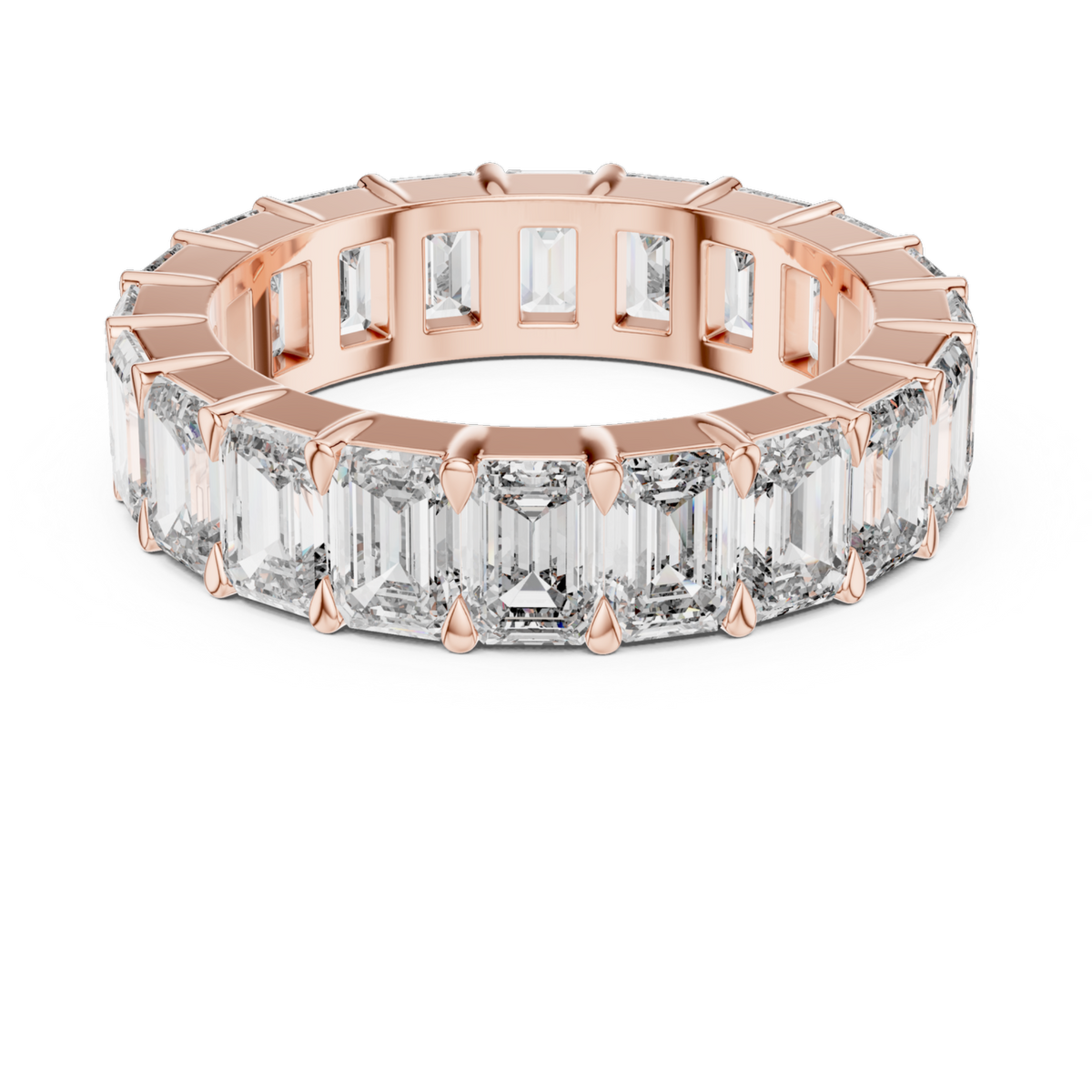 The Luna emerald-cut lab-grown diamond eternity band in rose gold