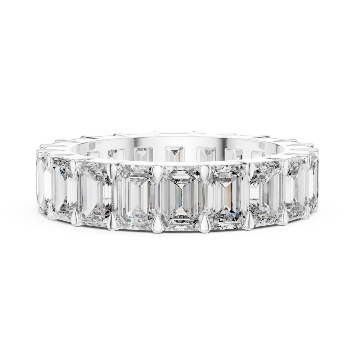 The Luna emerald-cut lab-grown diamond eternity band in white gold