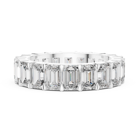 The Luna emerald-cut lab-grown diamond eternity band in white gold