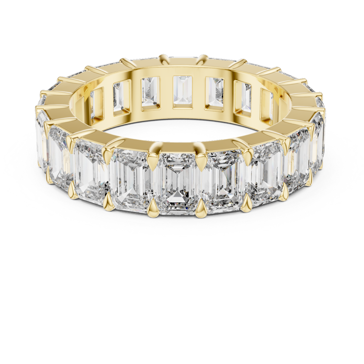 The Luna emerald-cut lab-grown diamond eternity band in yellow gold