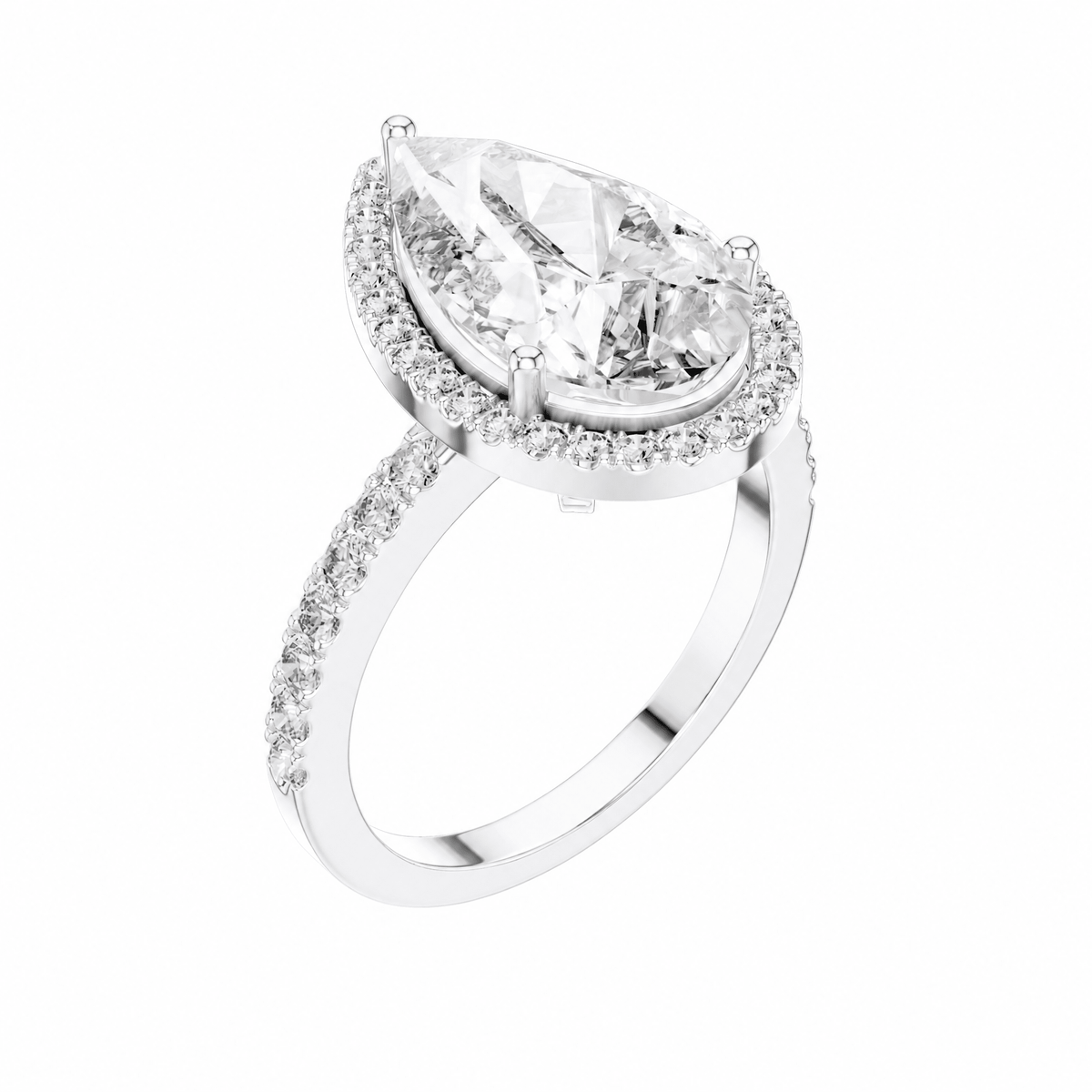 The Anna — 4.47 CTW Pear-Cut Diamond Halo Ring - Lamor&Co
