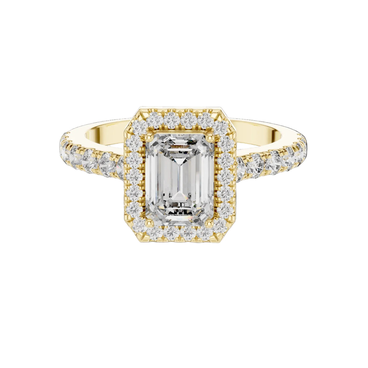 The Rose — 1.656 CTW Emerald-Cut Lab-Grown Diamond Halo Ring - Lamor&Co