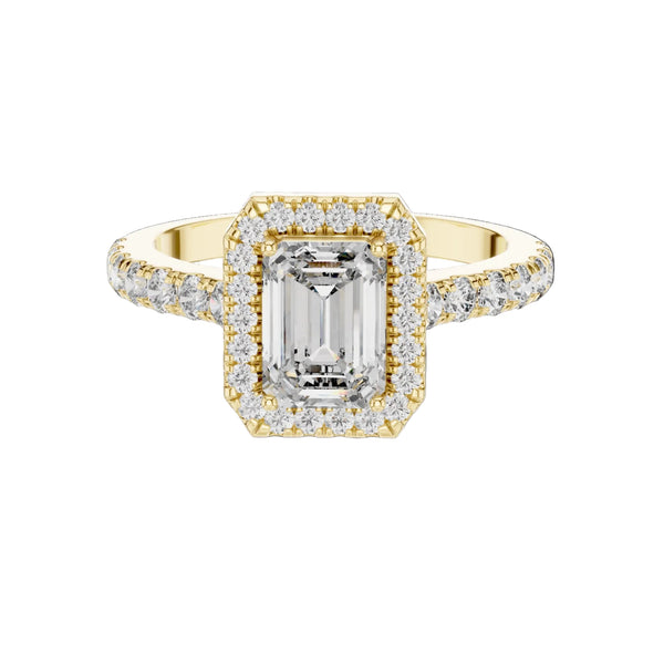 The Rose — 1.66 CTW Emerald-Cut Lab-Grown Diamond Halo Ring