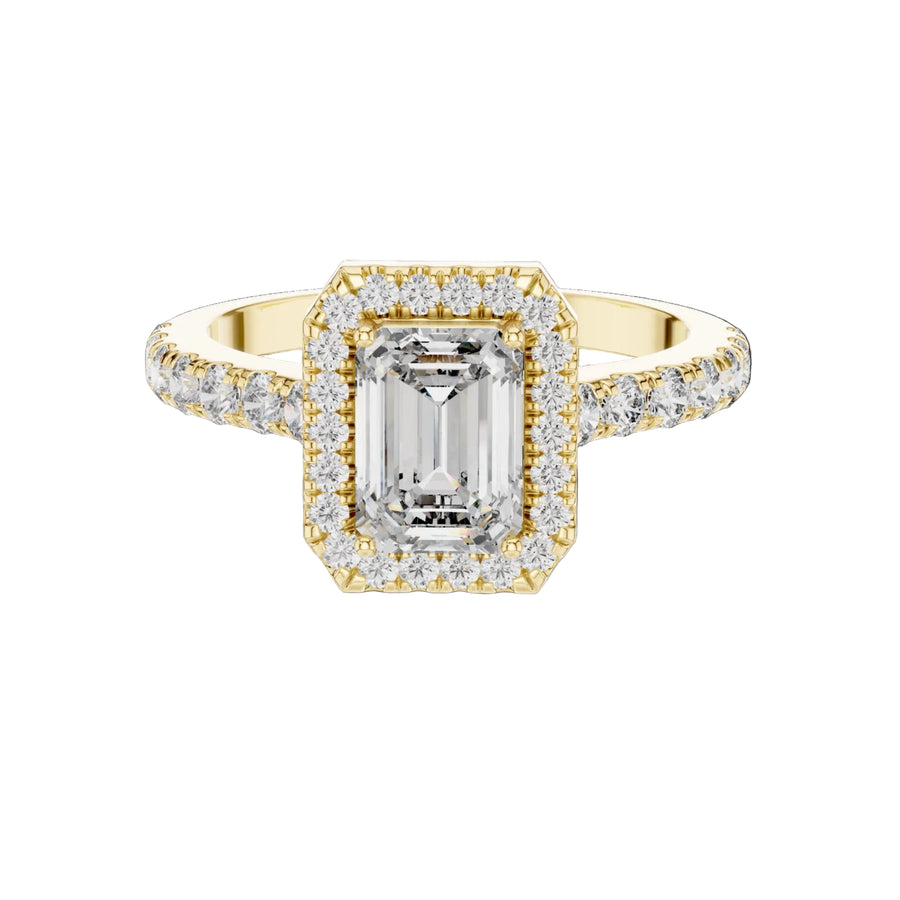 The Rose — 1.656 CTW Emerald-Cut Lab-Grown Diamond Halo Ring - Lamor&Co