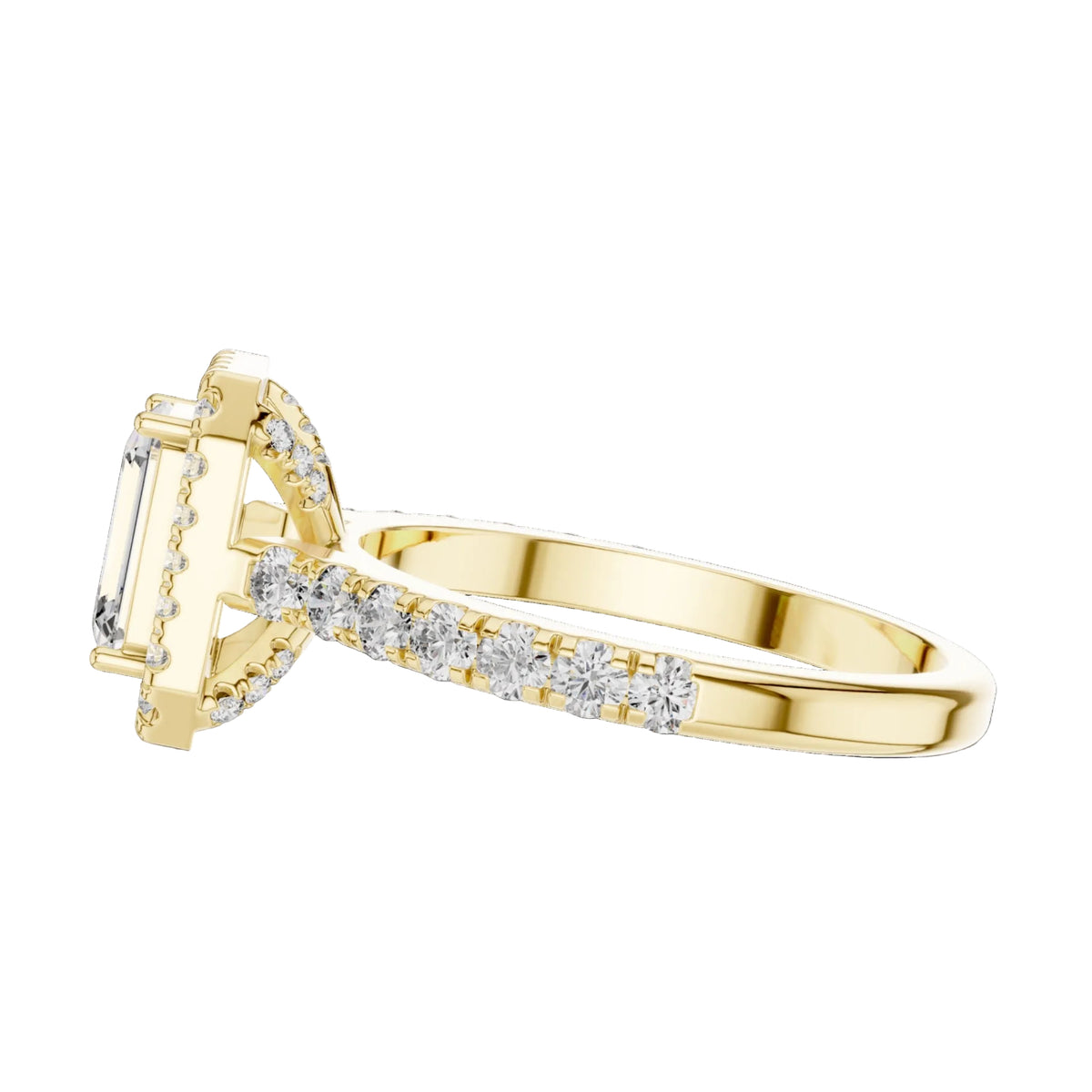 The Rose — 1.656 CTW Emerald-Cut Lab-Grown Diamond Halo Ring - Lamor&Co