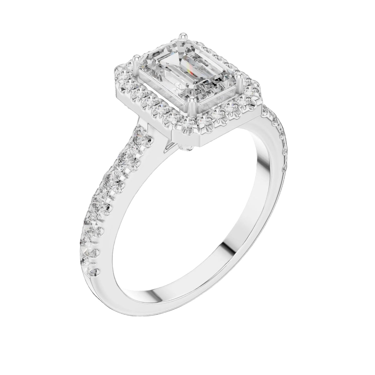 The Rose — 1.656 CTW Emerald-Cut Lab-Grown Diamond Halo Ring - Lamor&Co