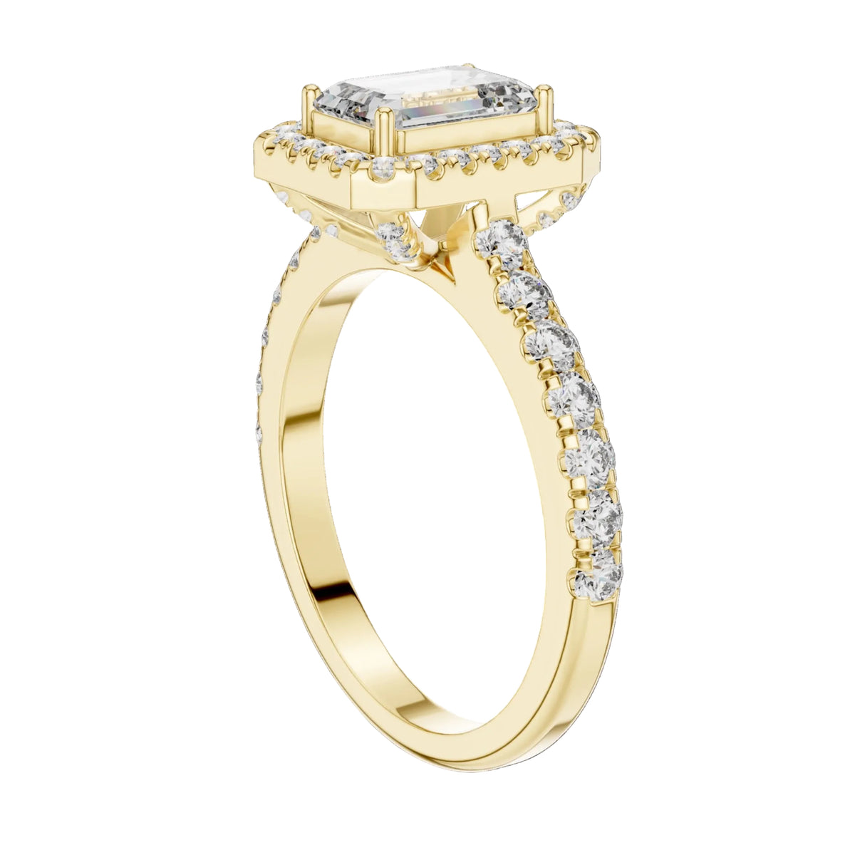 The Rose — 1.656 CTW Emerald-Cut Lab-Grown Diamond Halo Ring - Lamor&Co