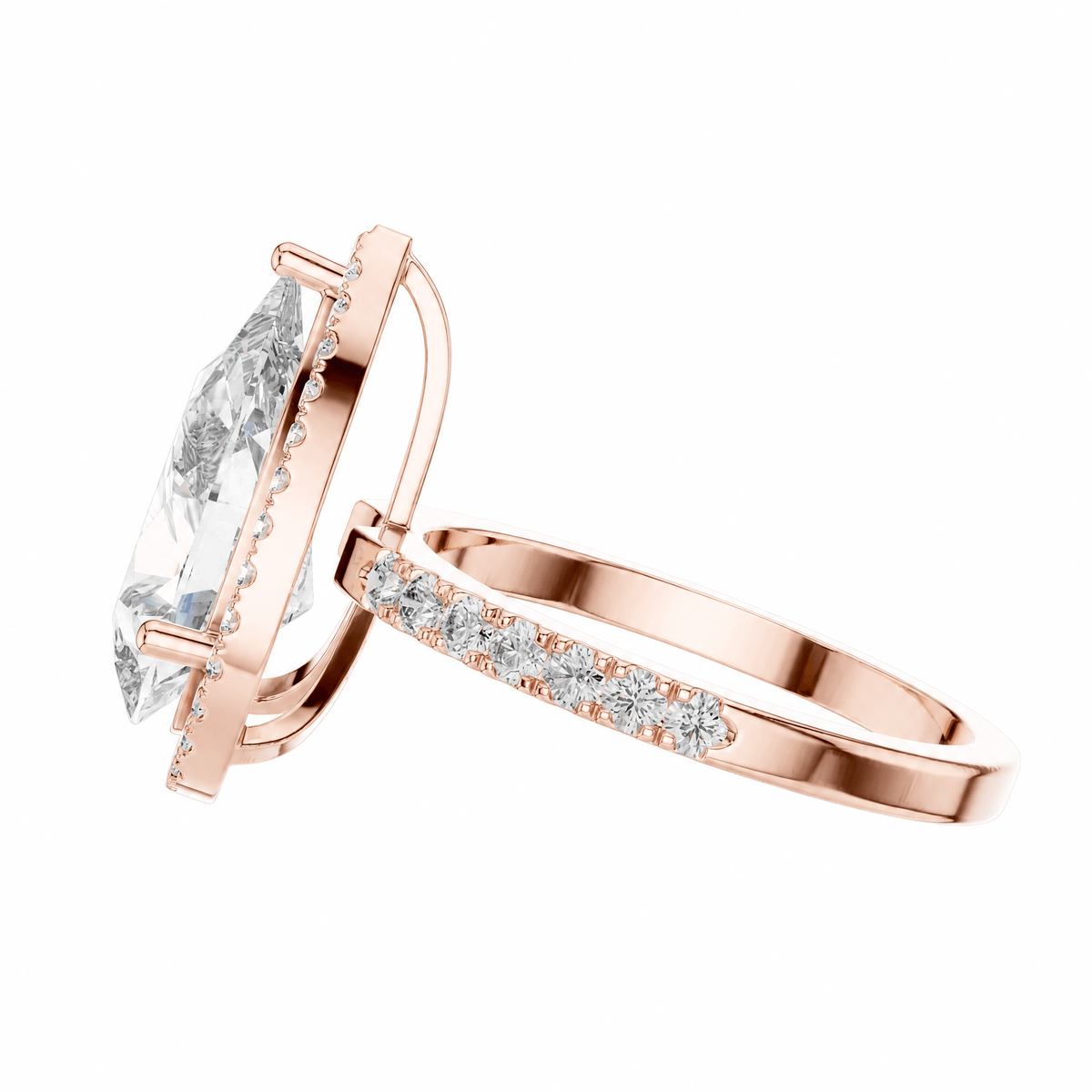 The Anna — 4.47 CTW Pear-Cut Diamond Halo Ring - Lamor&Co