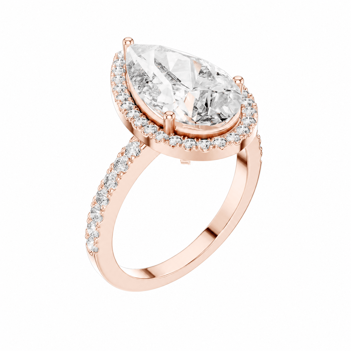 The Anna — 4.47 CTW Pear-Cut Diamond Halo Ring - Lamor&Co