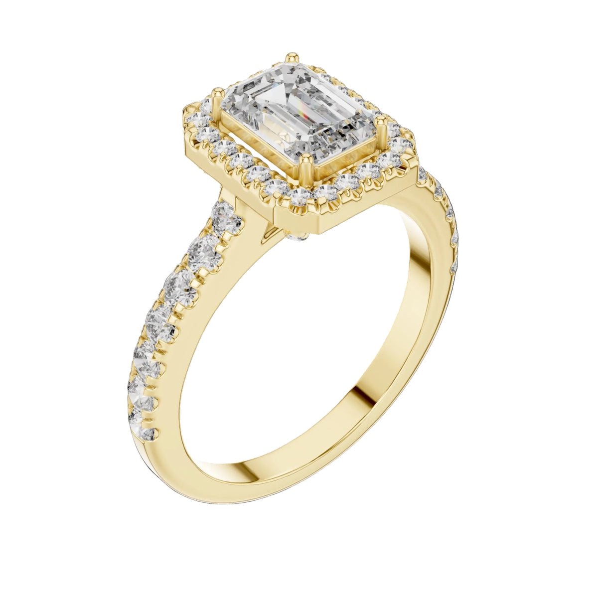 The Rose — 1.656 CTW Emerald-Cut Lab-Grown Diamond Halo Ring - Lamor&Co