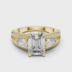 The Cleo 3.096 CTW lab-grown diamond ring in 14K yellow gold